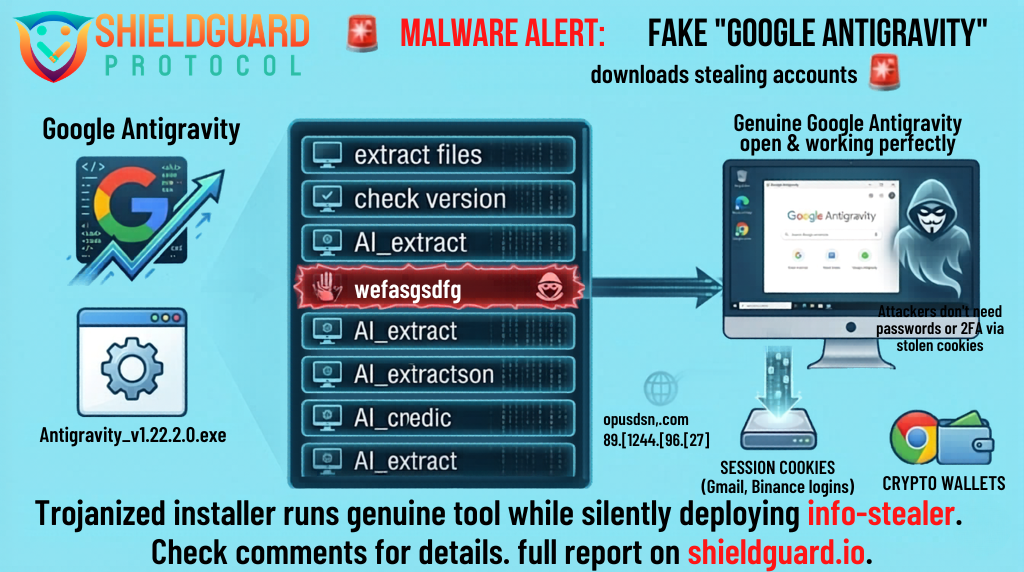 MALWARE EXPLOIT ALERT: Fake “Google Antigravity” Dev Tools Draining Wallets