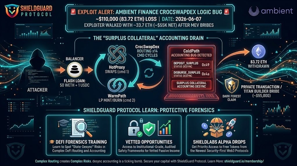 SCAM ALERT: Ambient Finance (CrocSwapDex) Exploited via Surplus Collateral Bug
